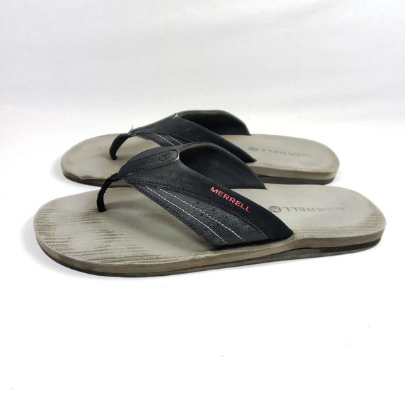 Merrell Men's Size 12 Black Leather Thong Sandals - Picture 3 of 8